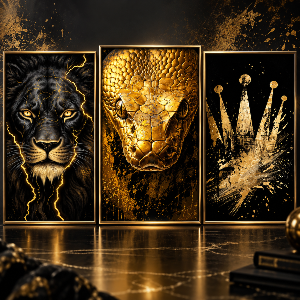 Black & Gold Power Collection – Set of 3 Art Prints