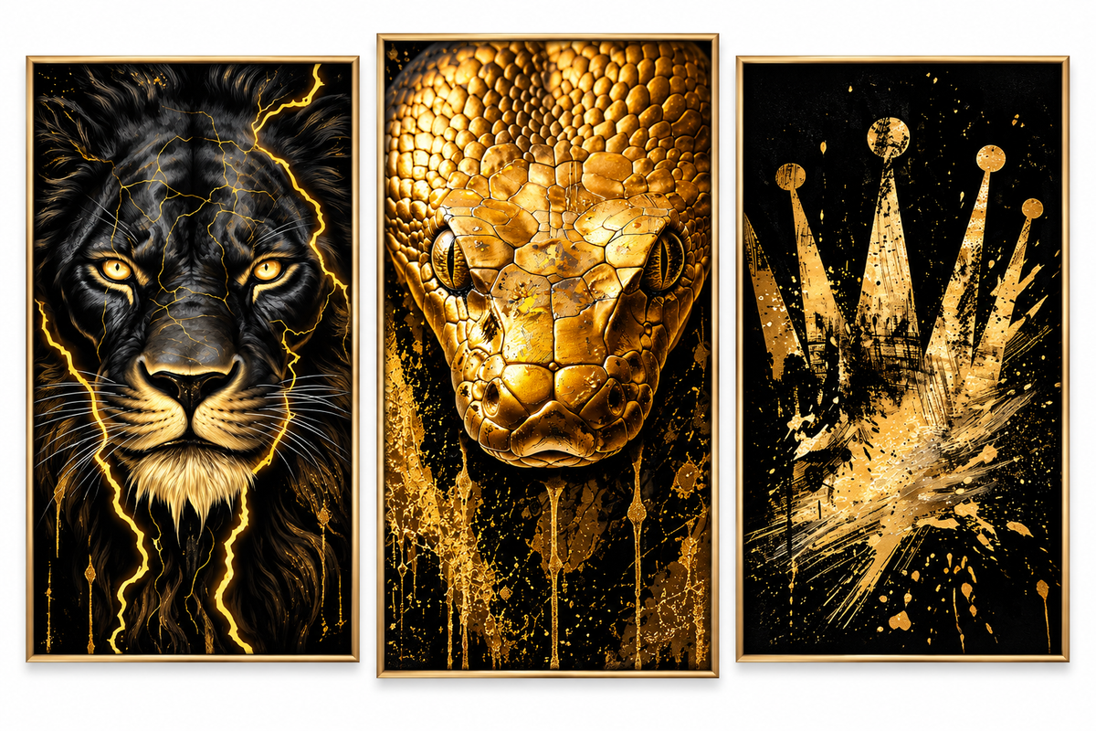 Black & Gold Power Collection – Set of 3 Art Prints