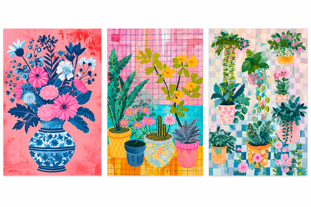 Colorful Botanical Plant Print Set of 3