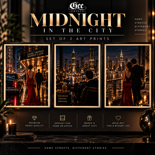 Midnight in the City – Set of 3 Art Prints